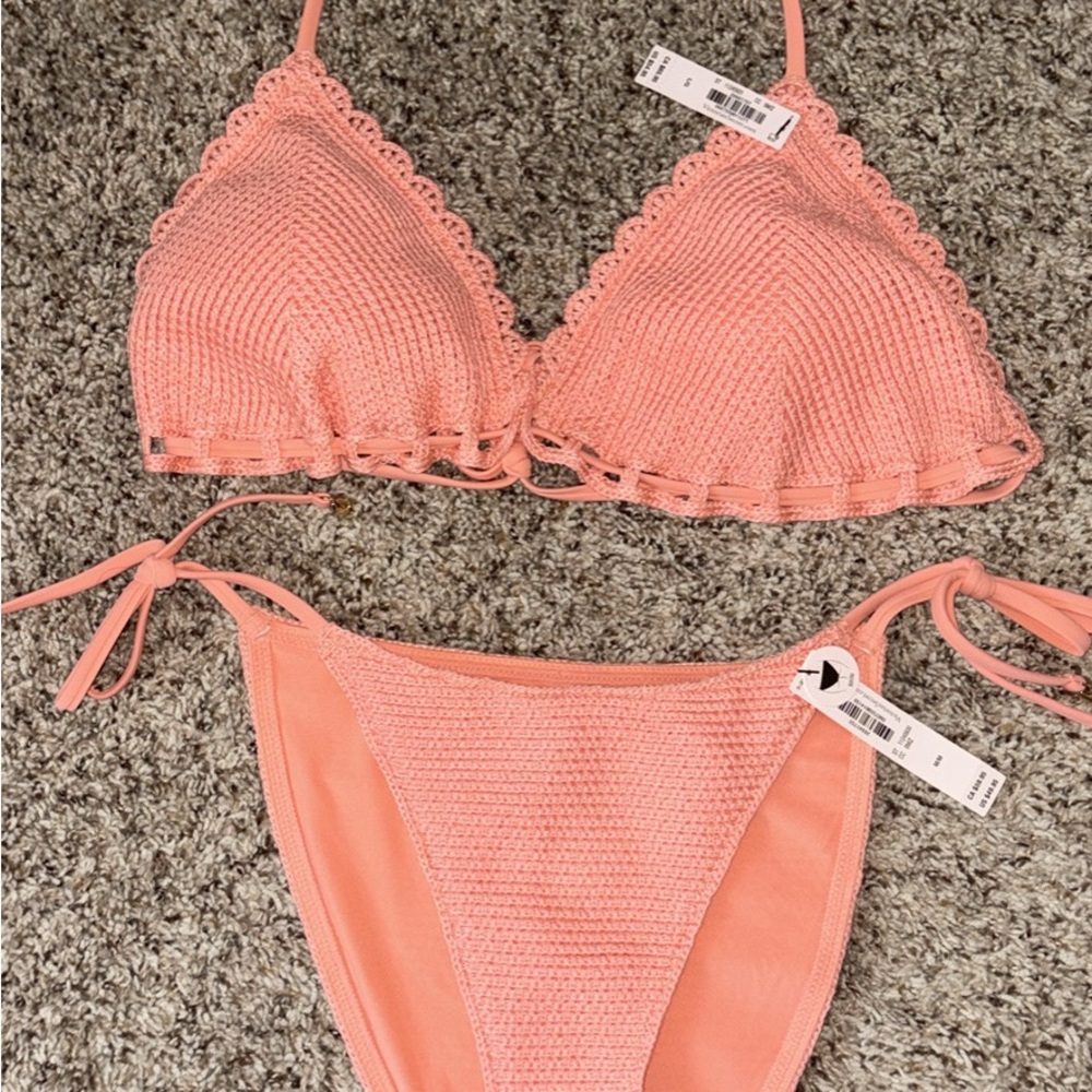 Pink Crochet Bikini Set